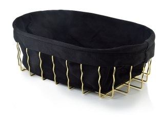 Owalny Koszyk Metalowy CASSIE 32x22 cm – Złoty z Czarnym Wkładem