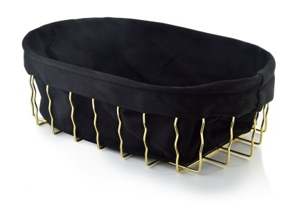 Owalny Koszyk Metalowy CASSIE 32x22 cm – Złoty z Czarnym Wkładem