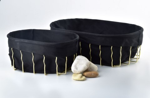 Owalny Koszyk Metalowy CASSIE 32x22 cm – Złoty z Czarnym Wkładem