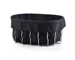 Owalny Koszyk Metalowy CASSIE 22x15x10 cm – Srebrny z Czarnym Wkładem