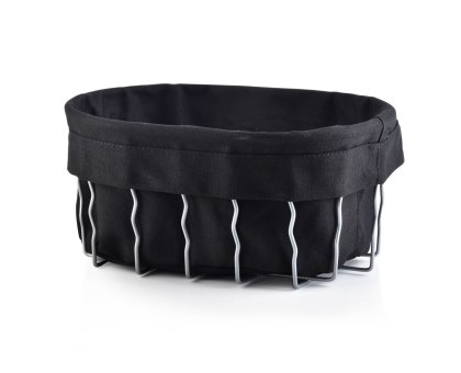 Owalny Koszyk Metalowy CASSIE 22x15x10 cm – Srebrny z Czarnym Wkładem