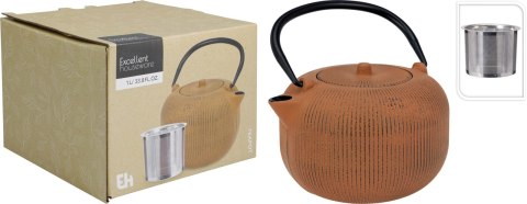 Czajnik Żeliwny 1L Brązowy z Zaparzaczem – Imbryk do Herbaty w Stylu Japońskim