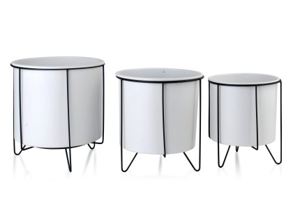 Zestaw 3 Kwietników Metalowych SWEN White&Black – Nowoczesne Osłonki na Stojaku