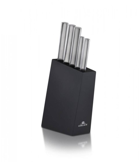Zestaw 5 Noży Gerlach AMBIENT w Bloku – Stal Nierdzewna X30Cr13, Czarny Bukowy Blok