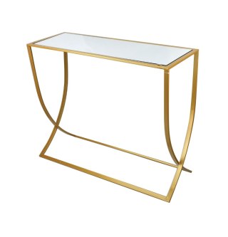 Złota Konsola CEDRIC L 40,5x30x55 cm – Szklany Blat, Styl Modern & Glamour