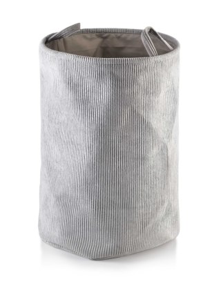 Sztruksowy Kosz na Pranie FORT GREY 40x62 cm – Miękki Organizer z Uchwytami