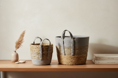 Komplet 2 Koszy z Trawy Morskiej BALI – Naturalne Osłonki w Stylu Boho i Etno