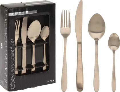 Zestaw Sztućców Mondex 16 el. dla 4 Osób – Matowe Srebro, Stal Nierdzewna