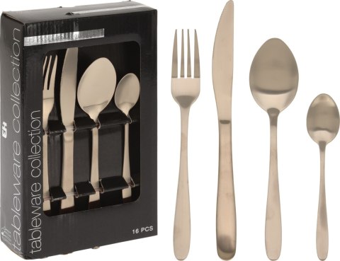 Zestaw Sztućców Mondex 16 el. dla 4 Osób – Matowe Srebro, Stal Nierdzewna