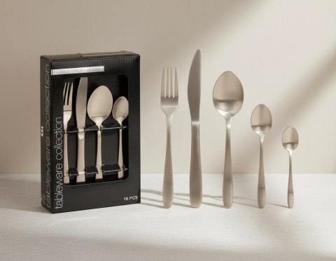 Zestaw Sztućców Mondex 16 el. dla 4 Osób – Matowe Srebro, Stal Nierdzewna