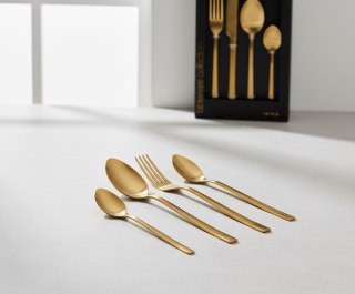 Zestaw Sztućców Tableware 16 el. dla 4 Osób – Matowe Złoto, Stal Nierdzewna