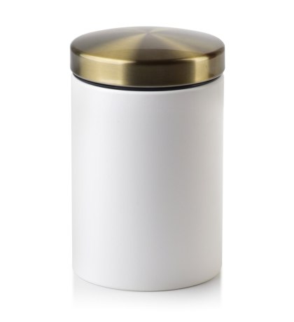 Pojemnik Stalowy DAMIEN 800 ml – Biały ze Złotą Pokrywą