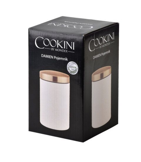 Pojemnik Stalowy DAMIEN 800 ml – Biały ze Złotą Pokrywą