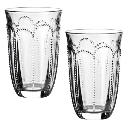 DAPHNE Komplet 4 Szklanek 450 ml – Wysokie, Tłoczone Szkło Sodowe