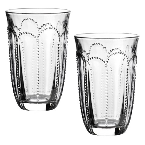 DAPHNE Komplet 4 Szklanek 450 ml – Wysokie, Tłoczone Szkło Sodowe