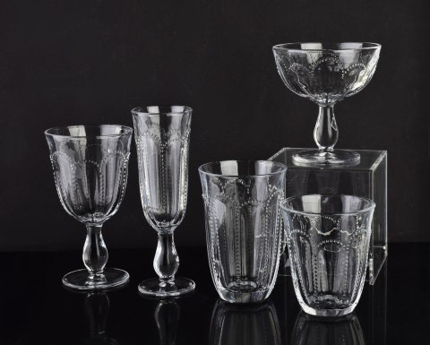 DAPHNE Komplet 4 Szklanek 450 ml – Wysokie, Tłoczone Szkło Sodowe