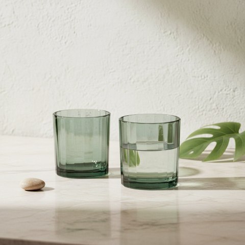 ELISE STRIPES Komplet 6 szklanek 300 ml – Zielone Szkło, Pionowe Paski