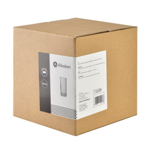ELISE STRIPES Komplet 4 Szklanek Wysokich 360 ml – Przezroczyste Szkło Sodowe