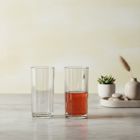 ELISE STRIPES Komplet 4 Szklanek Wysokich 360 ml – Przezroczyste Szkło Sodowe