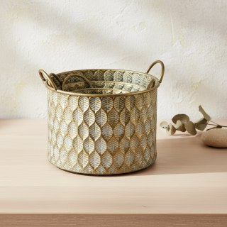 Ekskluzywna Metalowa Osłonka MARINA DARK XL 33x33x23 cm – Złota, Ażurowa