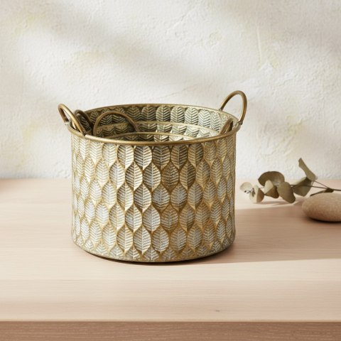 Ekskluzywna Metalowa Osłonka MARINA DARK XL 33x33x23 cm – Złota, Ażurowa