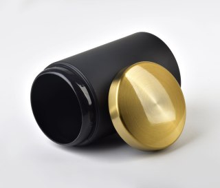 HARRY Pojemnik Kuchenny Stalowy 800 ml – Czarny Mat ze Złotą Pokrywką