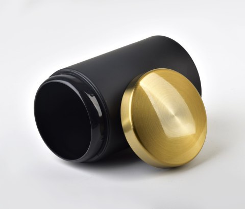 HARRY Pojemnik Kuchenny Stalowy 800 ml – Czarny Mat ze Złotą Pokrywką