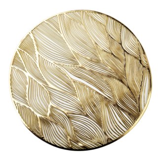 MANDY Mata Stołowa 38 cm – Złote Liście, Styl Nature Elegance