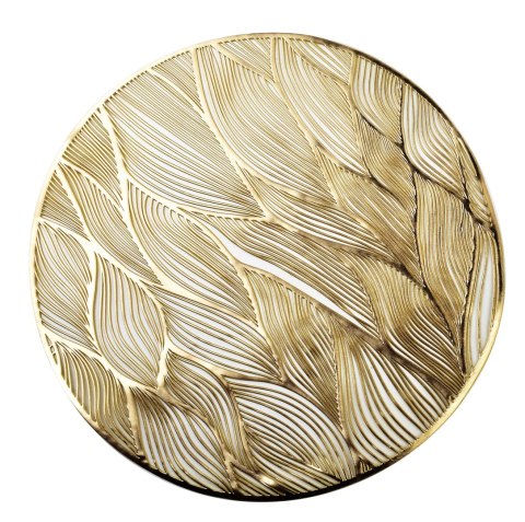 MANDY Mata Stołowa 38 cm – Złote Liście, Styl Nature Elegance