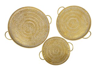 MARINA DARK Komplet 3 tac dekoracyjnych – Złoty Metal, Efektowne Tłoczenia