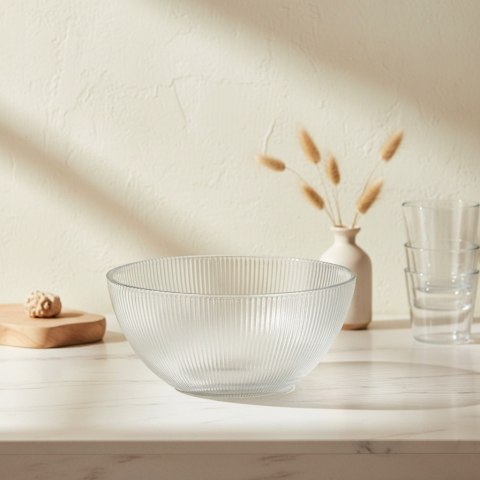 MODERN KITCHEN Miska Szklana 2 L – Prążkowane Szkło, 22,5 cm