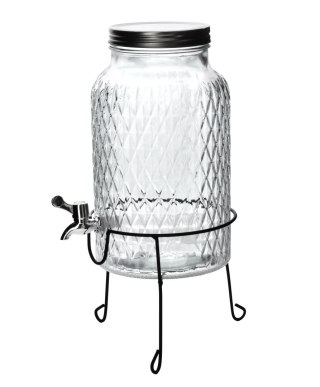 MODERN KITCHEN Słój z kranikiem 6 L na stelażu – Allesken, Kryształowy