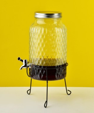 MODERN KITCHEN Słój z kranikiem 6 L na stelażu – Allesken, Kryształowy