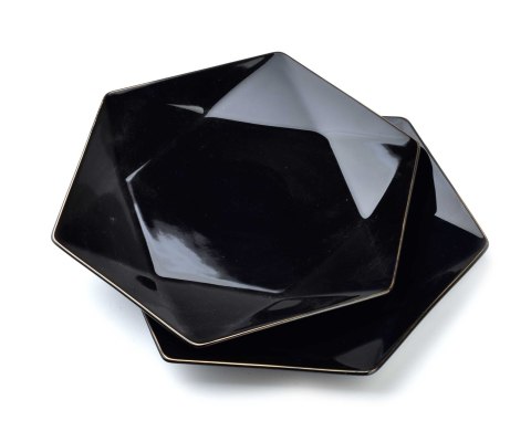 RALPH BLACK Komplet 2 talerzy obiadowych 32,5x28,5 cm – Czarna Porcelana