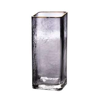 Wazon szklany SERENITE 10x10x24,5 cm MONDEX – Złoty Rant, Dymione Szkło