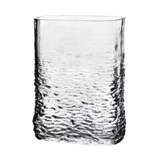 Wazon szklany SERENITE 13x6,5x17 cm – Mondex, Struktura Fal, Transparentny