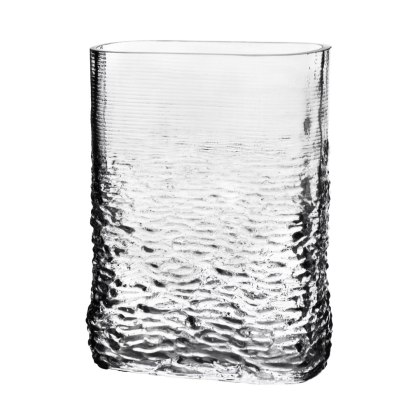 Wazon szklany SERENITE 13x6,5x17 cm – Mondex, Struktura Fal, Transparentny