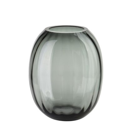 Wazon szklany SERENITE 14x14x20 cm – Mondex, Szary, Prążkowany