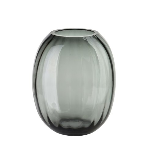 Wazon szklany SERENITE 14x14x20 cm – Mondex, Szary, Prążkowany