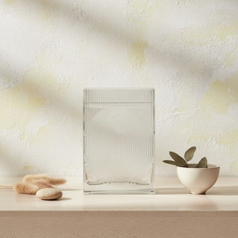 Wazon szklany SERENITE 16x7x23,5 cm – Mondex, Transparentna Geometria