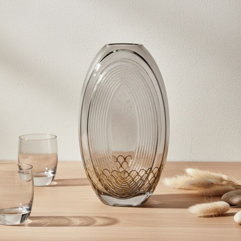 Wazon szklany SERENITE 16x9x26 cm – Mondex, Dymiony, Złote Łuski