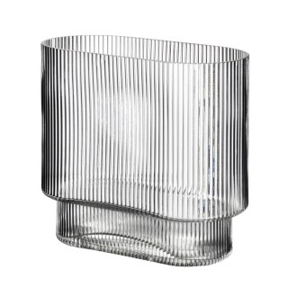 Wazon szklany SERENITE 19,5x10x18 cm – Mondex, Prążkowany, Modern Loft
