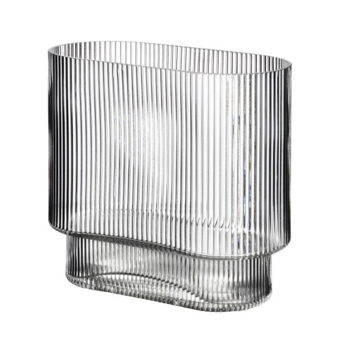 Wazon szklany SERENITE 19,5x10x18 cm – Mondex, Prążkowany, Modern Loft