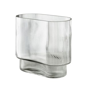 Wazon szklany SERENITE 19,5x10x18 cm – Mondex, Prążkowany, Modern Loft