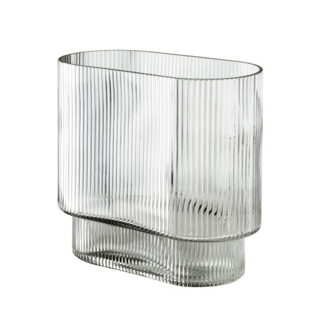 Wazon szklany SERENITE 19,5x10x18 cm – Mondex, Prążkowany, Modern Loft