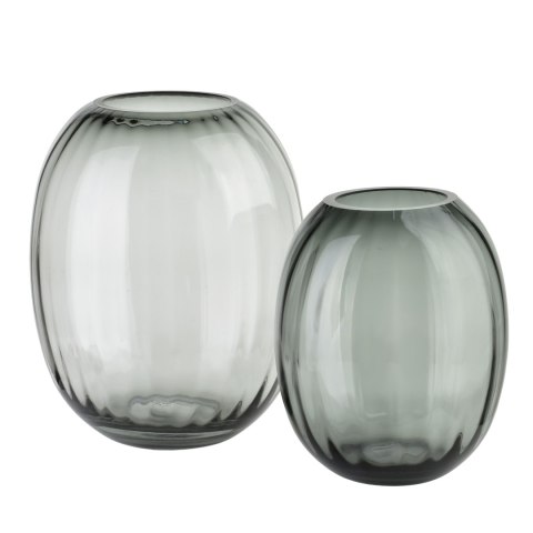 Wazon szklany SERENITE 20x20x25,5 cm – Mondex, Szary, Prążkowany