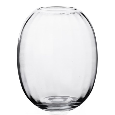 Wazon szklany SERENITE 20x20x25,5 cm – Mondex, Transparentny, Prążkowany