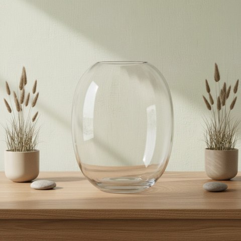 Wazon szklany SERENITE 20x20x25,5 cm – Mondex, Transparentny, Prążkowany