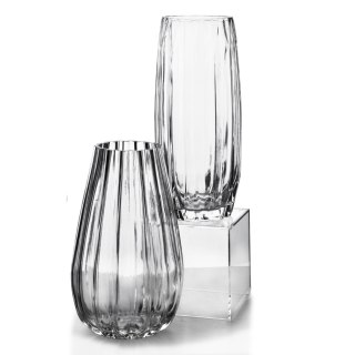 Wazon szklany SERENITE 8,5x14,5x25 cm – Mondex, Prążkowany, Kształt Kropli