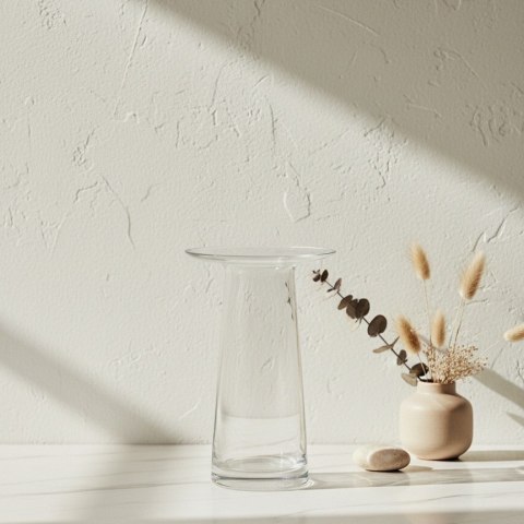 Wazon szklany SERENITE 13,5x13,5x20 cm – Mondex, Transparentny, Z kołnierzem